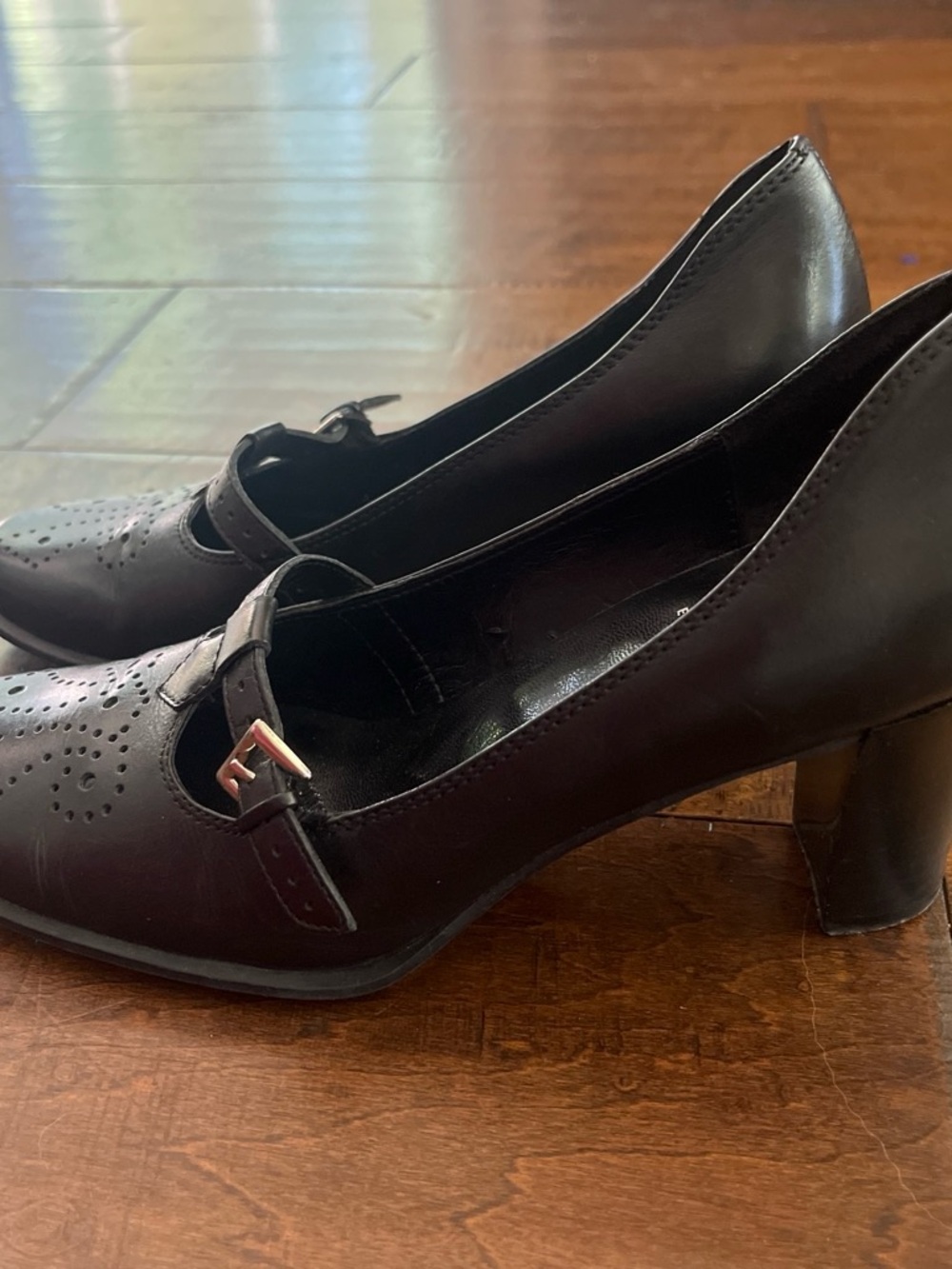Vintage 90’s Etienne Aigner black leather retro Mary Jane Oxford pumps Sz. 7 - Picture 6 of 7